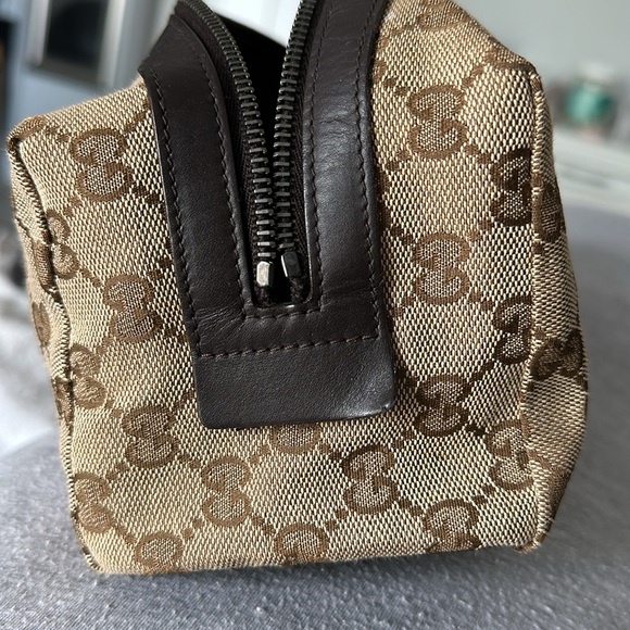 GUCCI Monogram Web Small Cosmetic Case Dark Brown EXCELLENT CONDITION - Picture 5 of 9